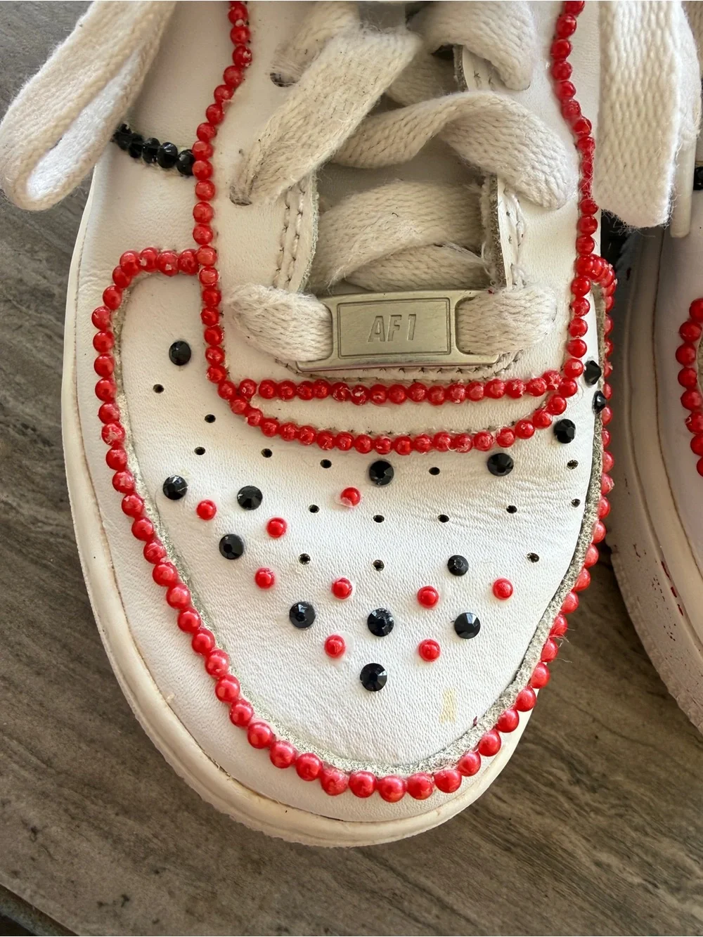 Nike Air Force 1 Custom Beaded Rhinestone Shoes 4.5Y